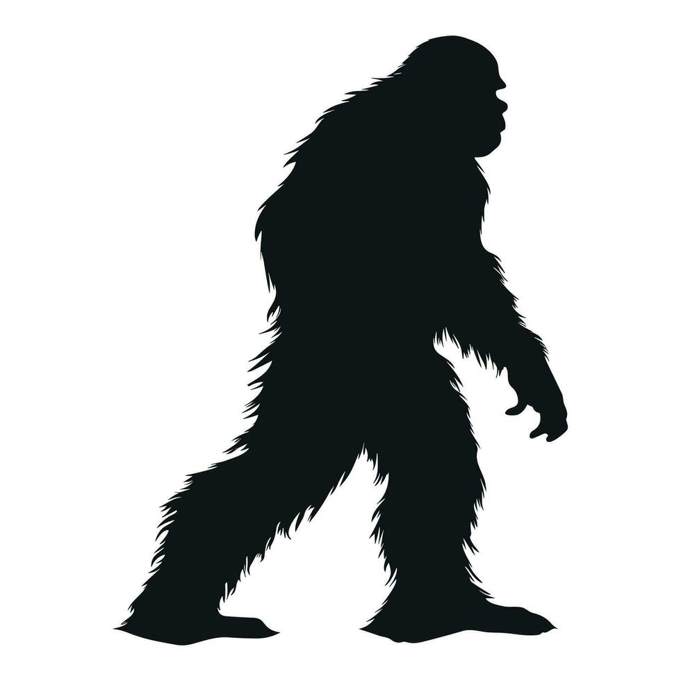 Bigfoot Silhouette Vektor isoliert auf ein Weiß Hintergrund, Yeti Vektor Illustration, ein schwarz Silhouette von ein Bigfoot Tier Vektor