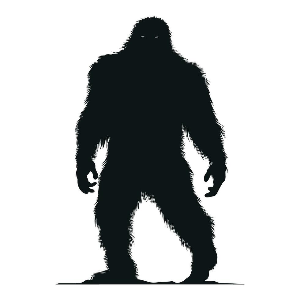 Bigfoot Silhouette Vektor isoliert auf ein Weiß Hintergrund, Yeti Vektor Illustration, ein schwarz Silhouette von ein Bigfoot Tier Vektor