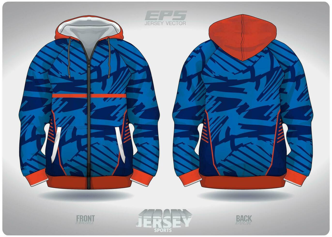 eps jersey sporter skjorta vektor.skog blå med orange band mönster design, illustration, textil- bakgrund för sporter lång ärm luvtröja vektor