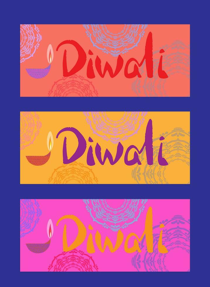 einstellen Vorlagen glücklich Diwali. indisch Festival von Beleuchtung. Vektor abstrakt eben Illustration zum Hintergrund oder Poster.