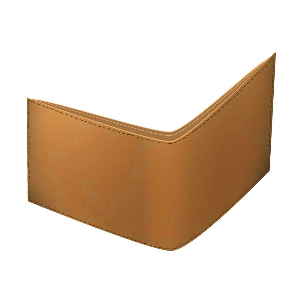 realistisk brun läder plånbok öppen isolerat på vit. vektor eps10.
