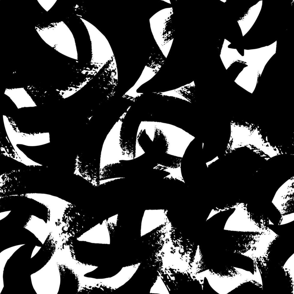 sömlös mönster med svart penseldrag vektor