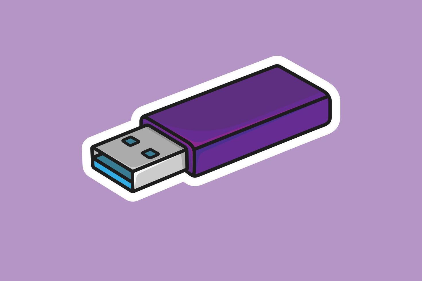 modern minne kort uSB enhet klistermärke vektor illustration. teknologi objekt ikon begrepp. modern uSB klistermärke enhet vektor design med skugga.