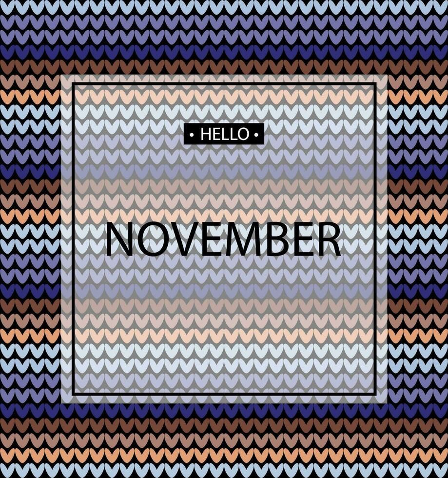 Hallo November Beschriftung drucken. Vektor Illustration.