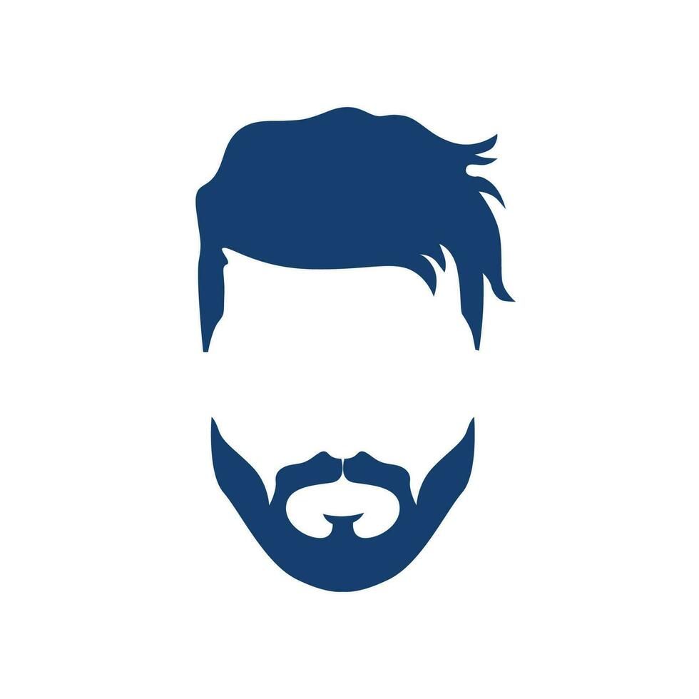 manlig avatar med trendig skägg och mustasch. elegant tom full ansikte silhuett för social media och webb kommunikation med vektor frisör logotyp