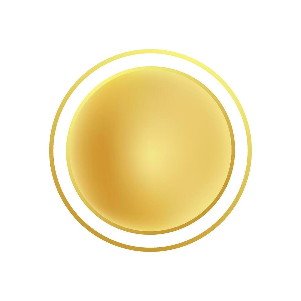 golden runden Taste mit Gradient. glänzend Kugel Ring zu Wende auf und aus Hardware- und dekorativ Vektor Design