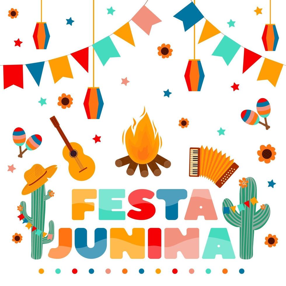 festa junina -kort, traditionell brasiliansk junifestival. vektor