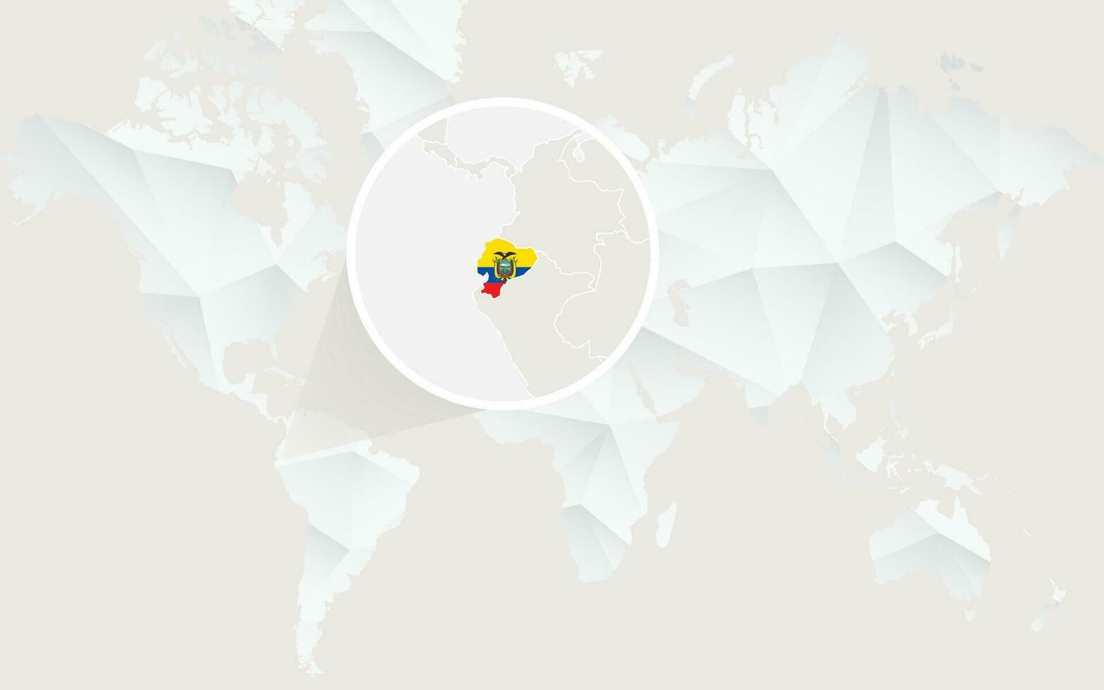 ecuador Karta med flagga i kontur på vit polygonal värld Karta. vektor