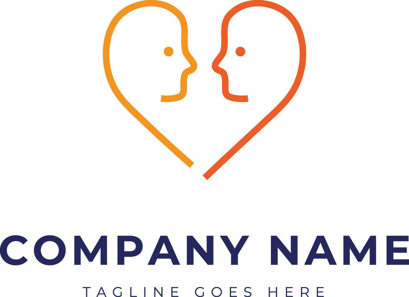 einstellen von Logo Identität mit zwei Gesichter im das gestalten von Herz zum Paar Therapie Beziehung Probleme vektor