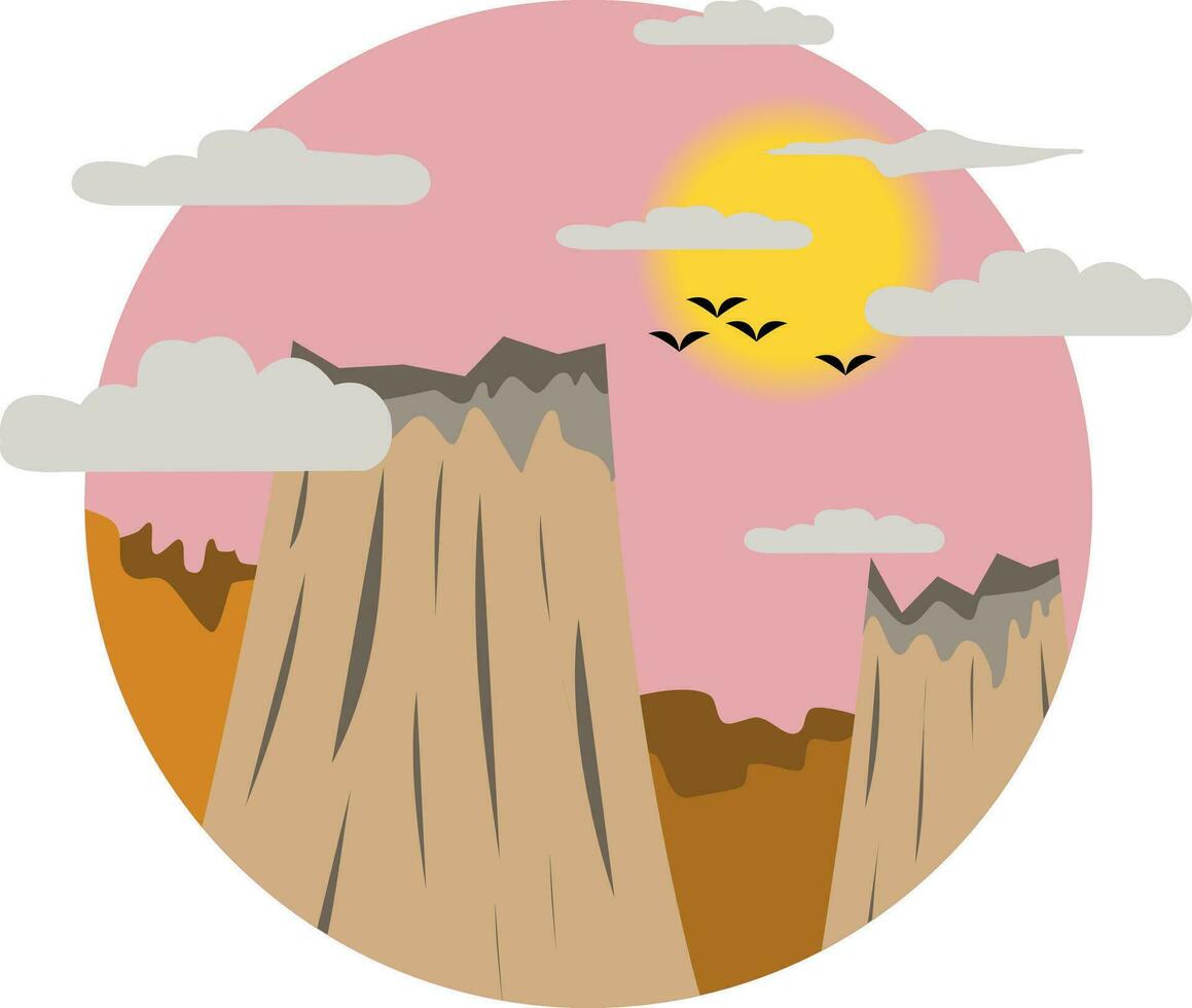 Berg Logo Illustration Sonne Himmel auf ein Weiß Hintergrund vektor