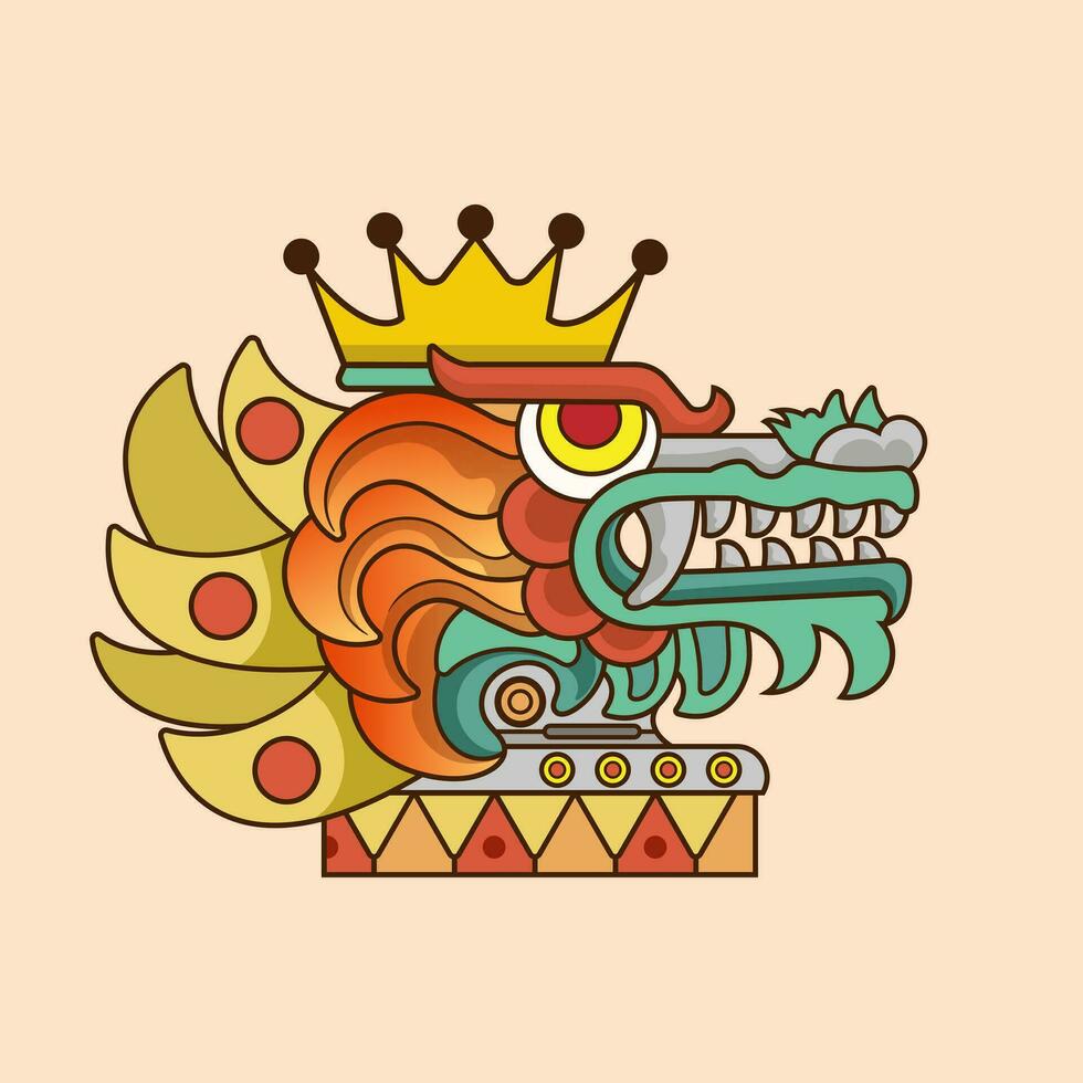 huvud drake kultur hand dragen quetzalcoatl huvud mexikansk Gud aztec grafisk. illustration Bra för logotyp eller gaming maskot, t skjorta utskrift, kläder eller bricka. vektor