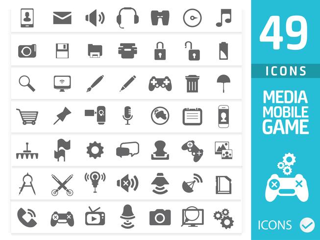 Medien-Icon-Set (50 Qualitäts-Icons) vektor