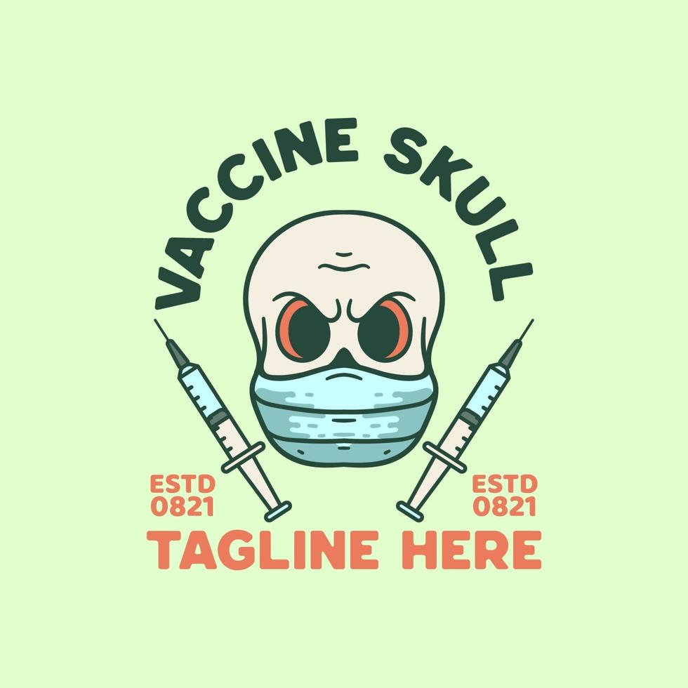 Schädel-Impfstoff Illustration Vintage-Design-T-Shirt vektor