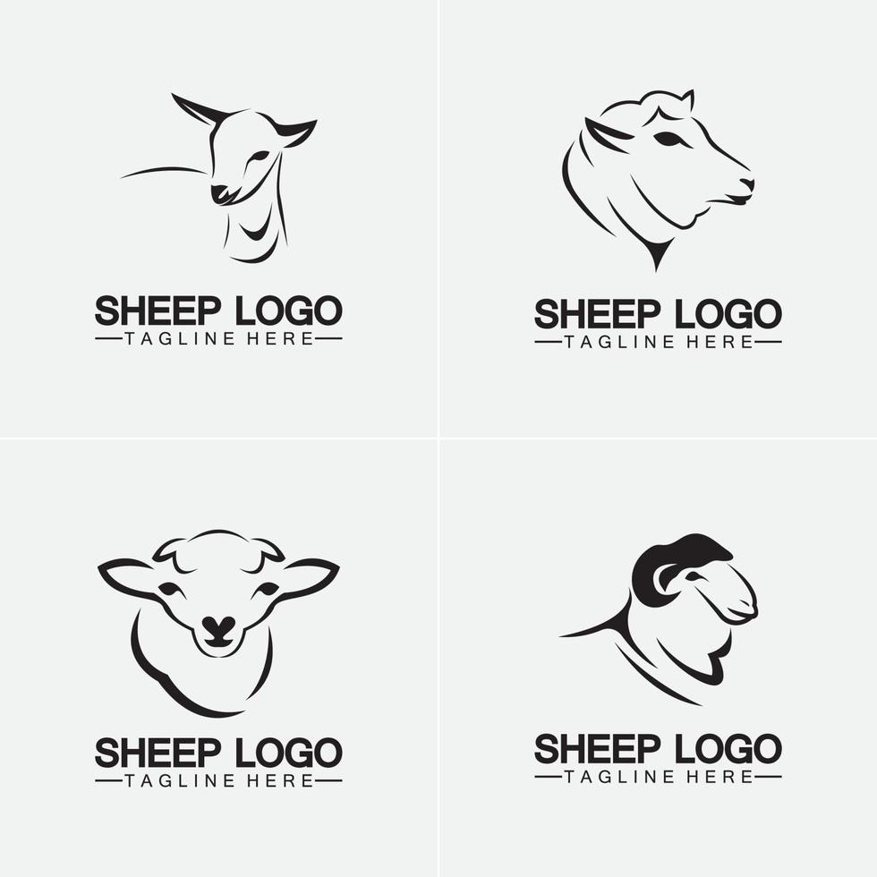 fårhuvud logotyp vektor ikon illustration designmall