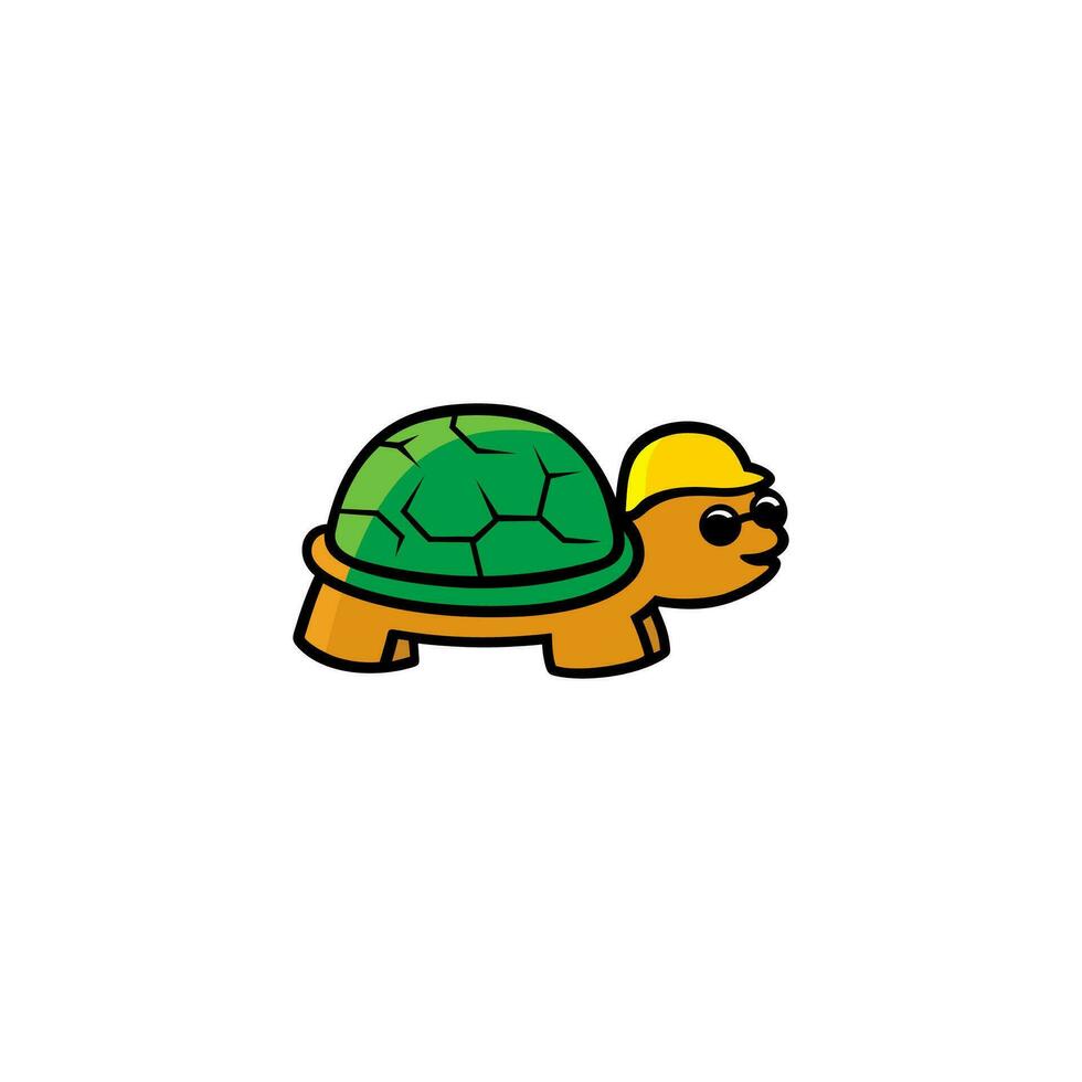 sköldpadda med hjälm illustration tecknad serie vektor design