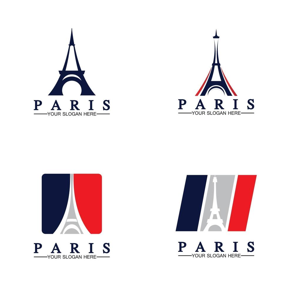 Paris och Eiffeltornet logotyp vektor ikon illustratör formgivningsmall