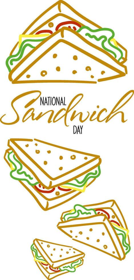 Vektor Grafik von National Sandwich Tag sind gut zum feiern National Sandwich Tag. eben linear Design. Design von Flugblätter, Postkarten, Flyer. eben Illustration mit Text. November 3. einfach