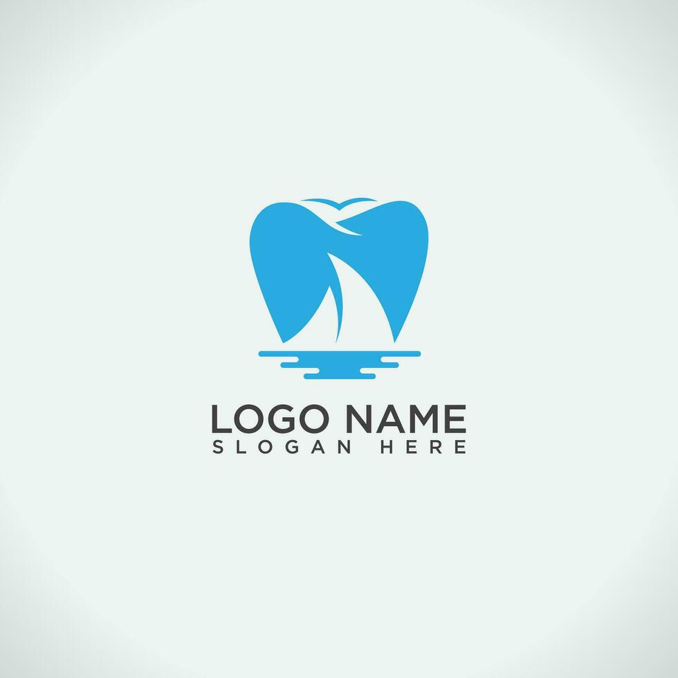 dental båt logotyp design en kombinera båt och tand vektor
