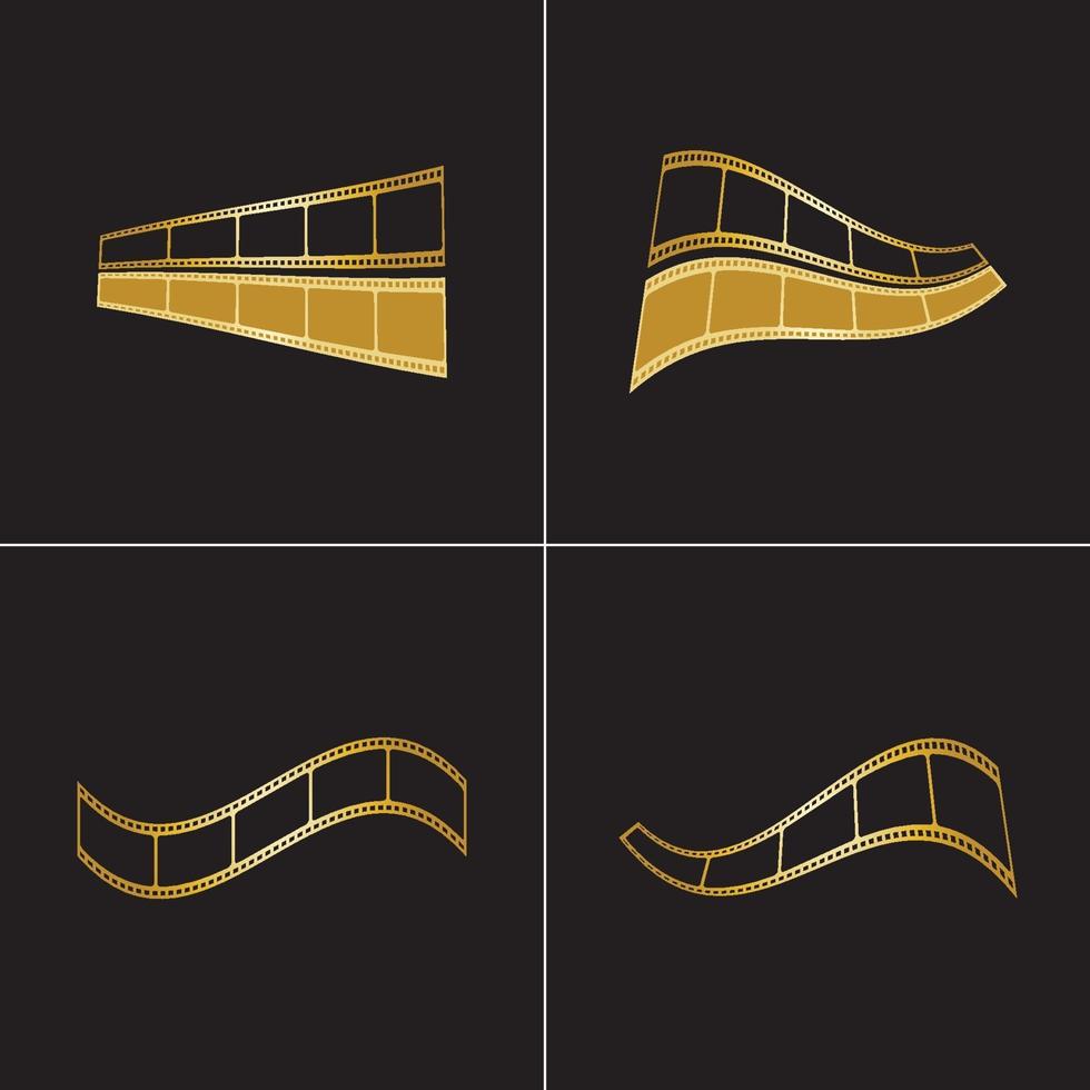 Goldener Filmstreifen isoliert auf schwarzem Hintergrund-Vektor-Illustration vektor