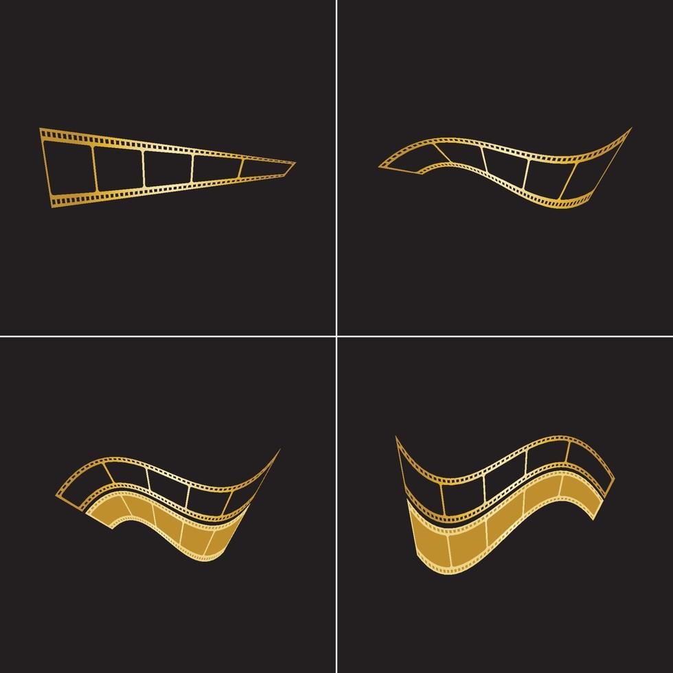 Goldener Filmstreifen isoliert auf schwarzem Hintergrund-Vektor-Illustration vektor