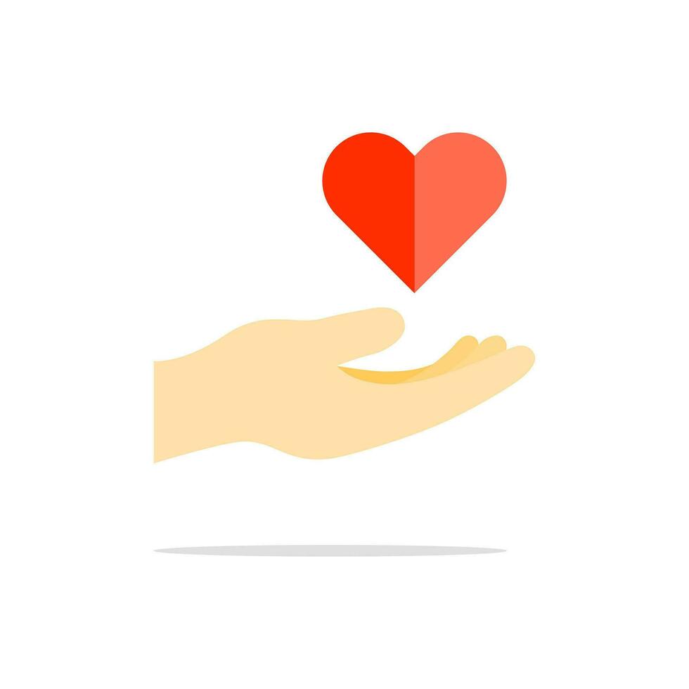 hand innehav hjärta. hälsa vård hand tecken. donation, välgörenhet, hälsa vård, kärlek och ger hjälpa begrepp. vektor