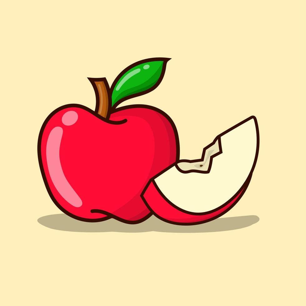 Apfelillustrationsvektor mit gelbem Hintergrund. Äpfel isoliert vektor