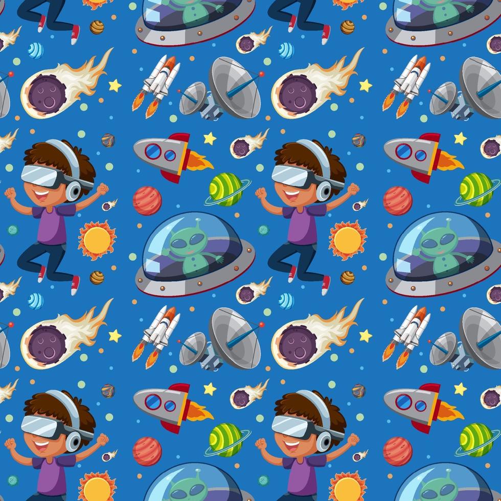 science space kids sömlös bakgrund vektor