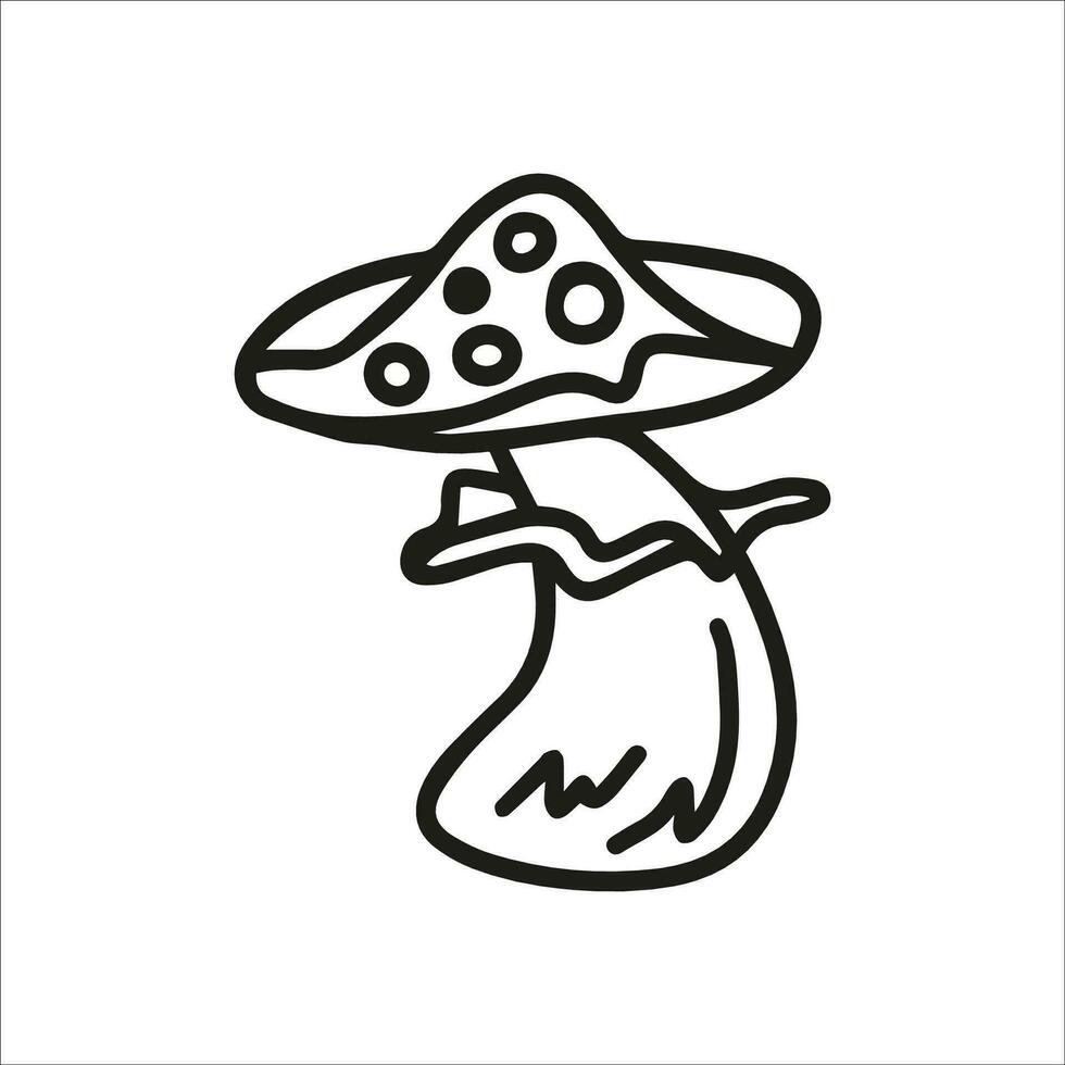Vektor fliegen Pilz, Amanita, giftig Pilz isoliert auf Weiß Hintergrund Symbol. Illustration zum saisonal Design, Textil, Dekoration Kinder Spielzimmer oder Gruß Karte. Hand gezeichnet druckt und Gekritzel.