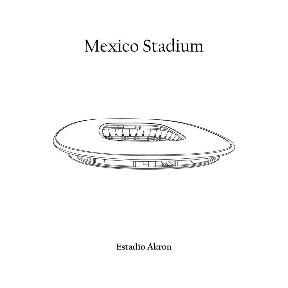 Grafik Design von das Estadio Akron Guadalajara Stadt. fifa Welt Tasse 2026 im vereinigt Zustände, Mexiko, und Kanada. Mexiko International Fußball Stadion. vektor