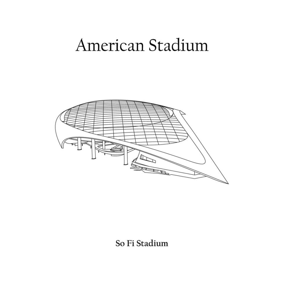 grafisk design av de så fi stadion los angeles stad. fifa värld kopp 2026 i förenad stater, Mexiko, och Kanada. mexico internationell fotboll stadion. vektor