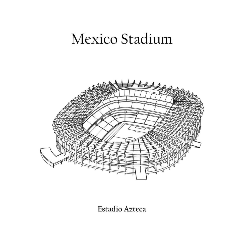 grafisk design av de estadio azteca mexico stad. fifa värld kopp 2026 i förenad stater, Mexiko, och Kanada. mexico internationell fotboll stadion. vektor