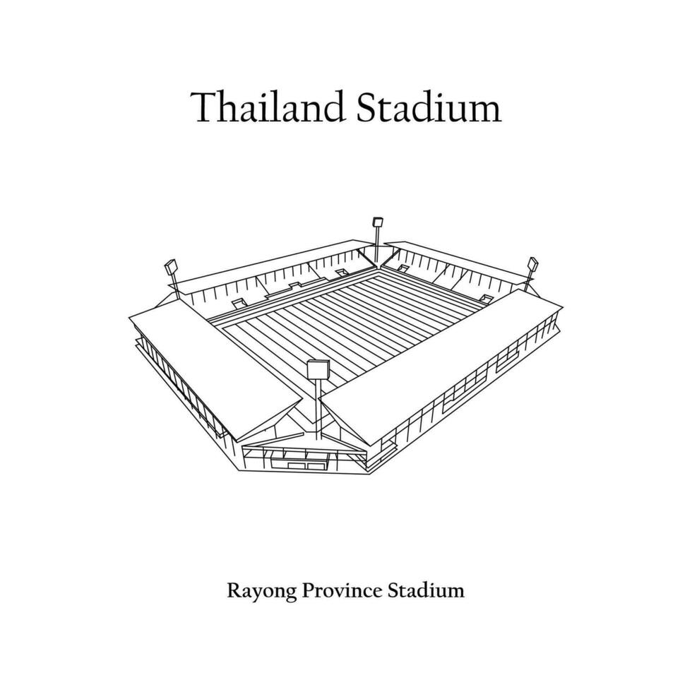 Grafik Design von das ptt Rayong Provinz Stadion. aff u-23 Meisterschaft 2023 International Fußball Stadion im Thailand. vektor