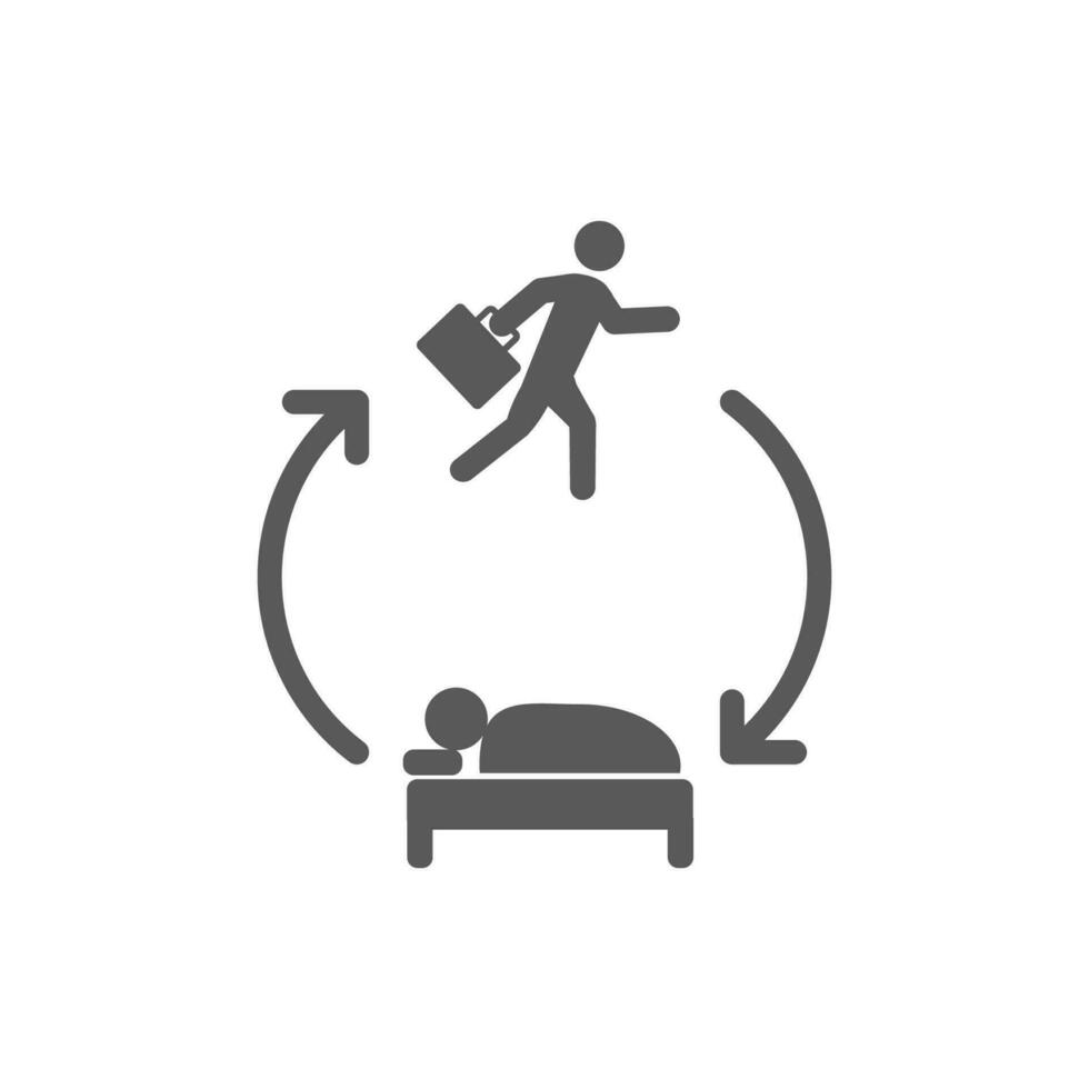 Vektor Design Illustration von Arbeit und Schlaf Aktivitäten.