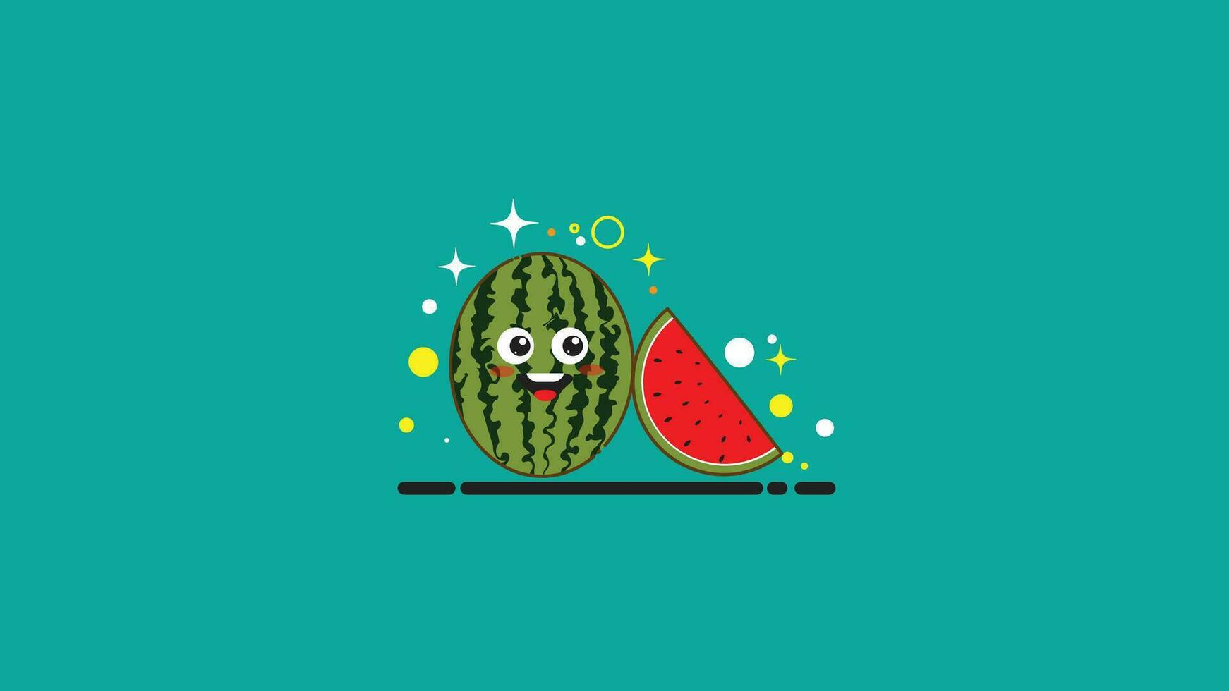 vattenmelon karaktär vektor design, tecknad serie vattenmelon, vattenmelon karaktär design