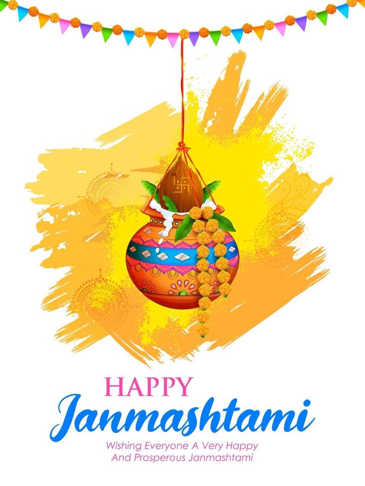 glücklicher janmashtami-festivalhintergrund von indien vektor