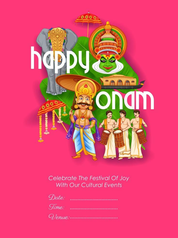 Onam traditioneller Festivalhintergrund von Kerala, Südindien vektor