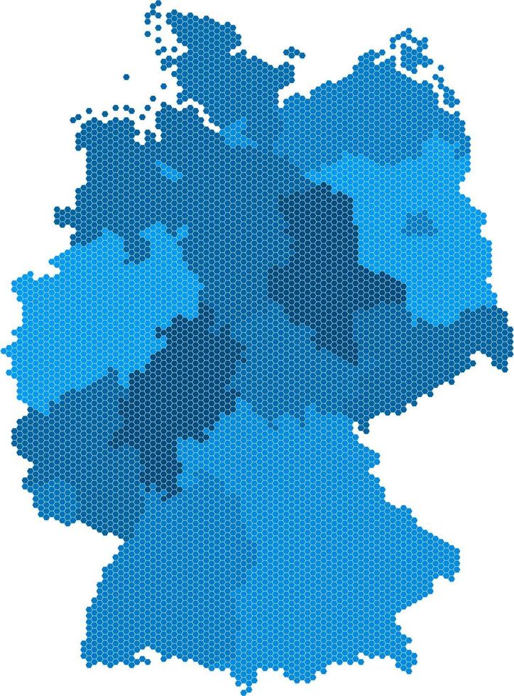 blaue Sechseck-Deutschland-Karte auf weißem Hintergrund. Vektor-Illustration. vektor