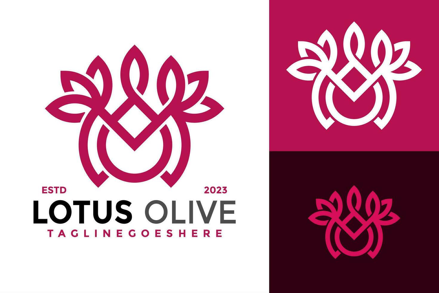 Olive Lotus Blatt Brief m Logo Design Vektor Symbol Symbol Illustration