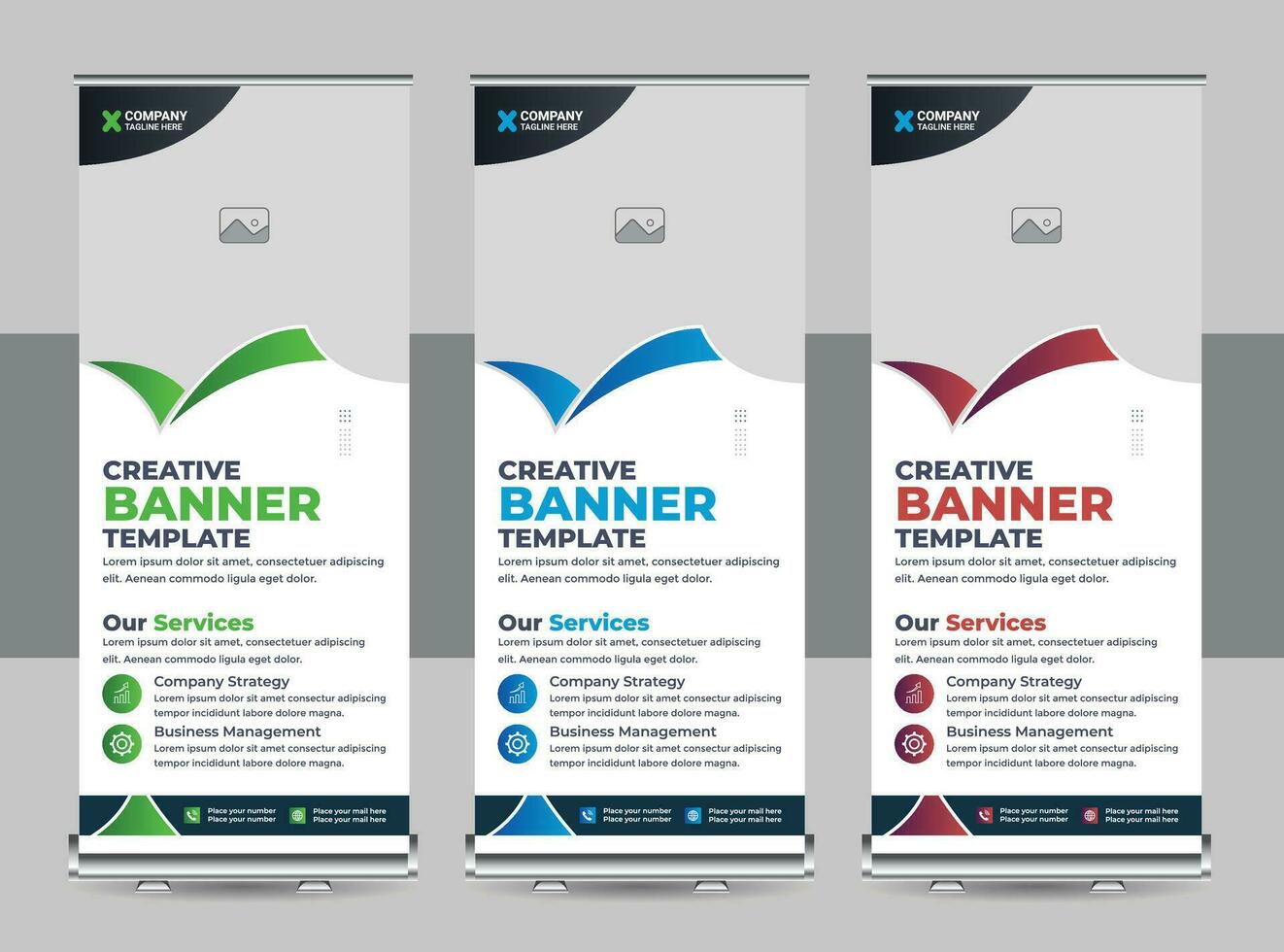 modern rollen oben Banner Design Vorlage, Geschäft rollen oben Satz. standee Design. Banner Vorlage vektor