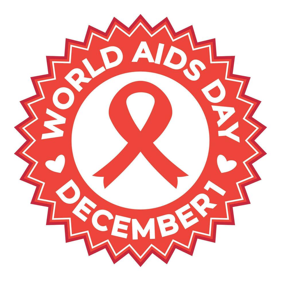 värld AIDS dag klistermärke märka, vektor isolerat på vit bakgrund. prydnad design för baner, affisch, social media, flygblad, flygblad, webb.