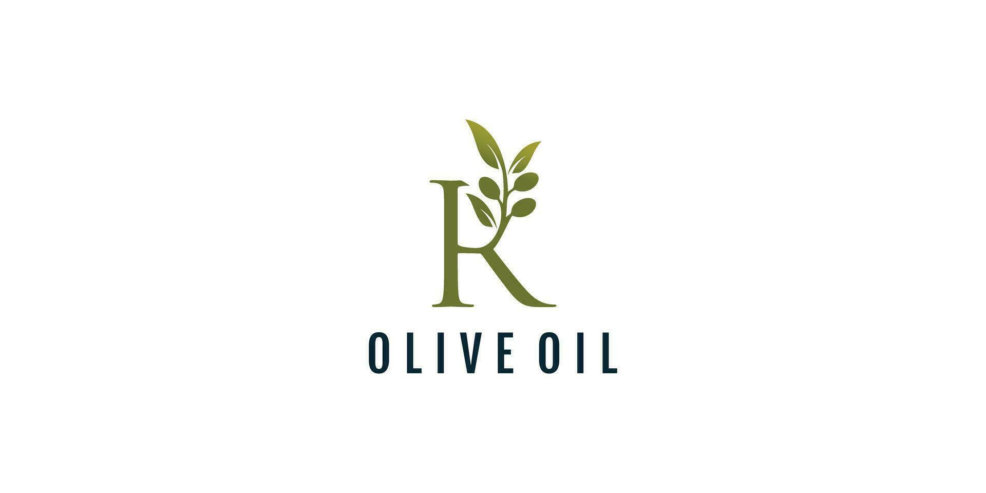 brev r logotyp design element vektor med oliv begrepp