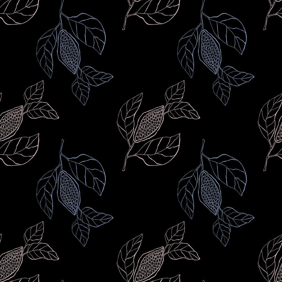 dunkel Muster mit Rosa und Blau Kakao Geäst. vektor