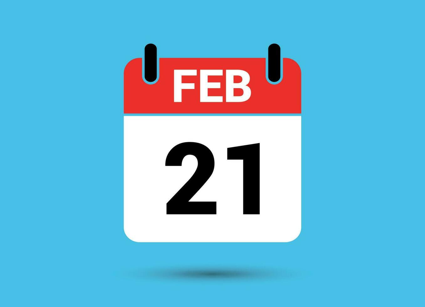 21 februari kalender datum platt ikon dag 21 vektor illustration