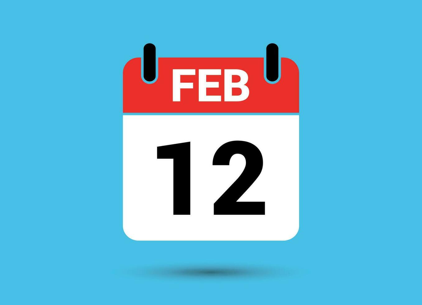 12 februari kalender datum platt ikon dag 12 vektor illustration