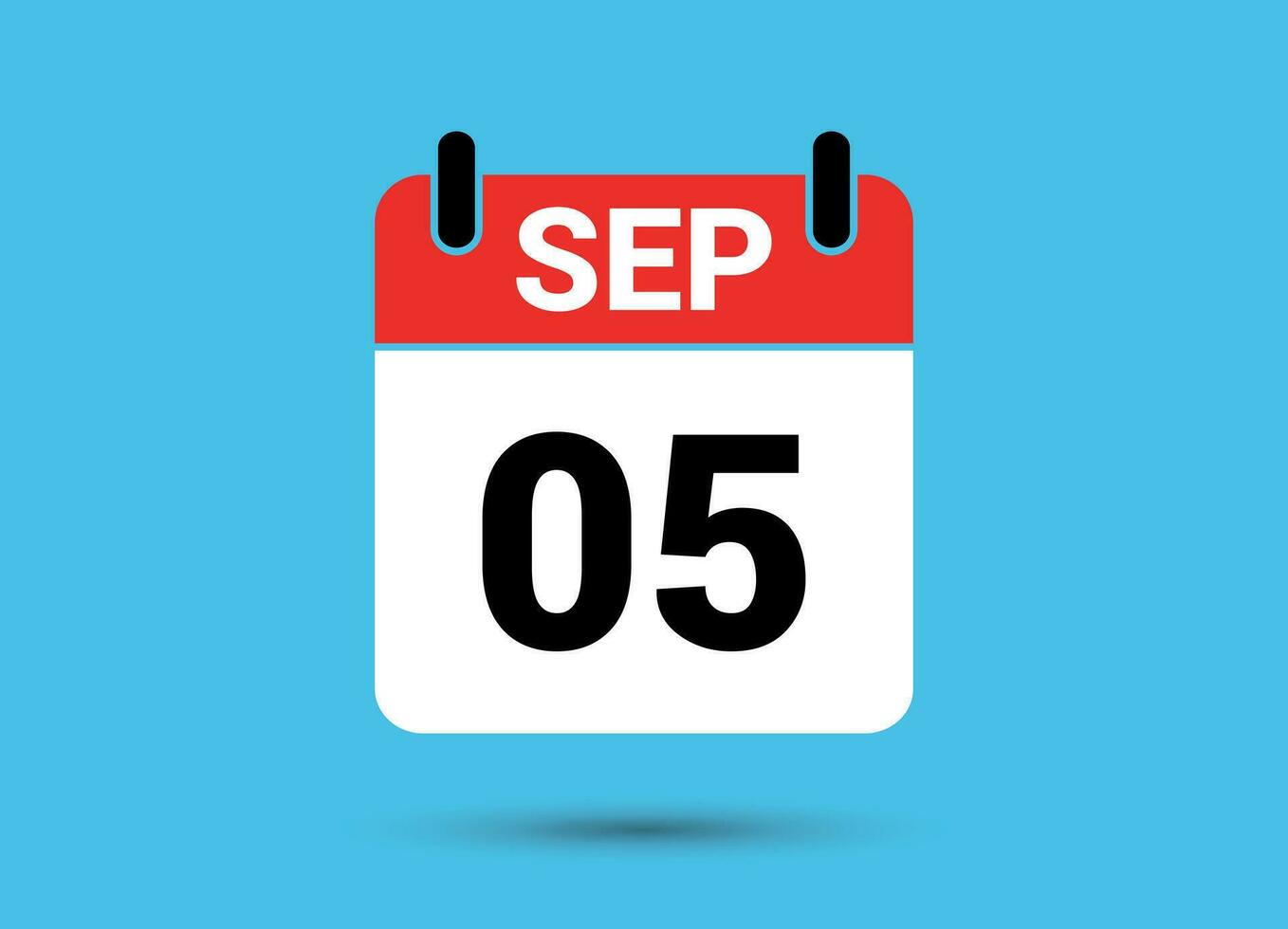 september 5 kalender datum platt ikon dag 5 vektor illustration