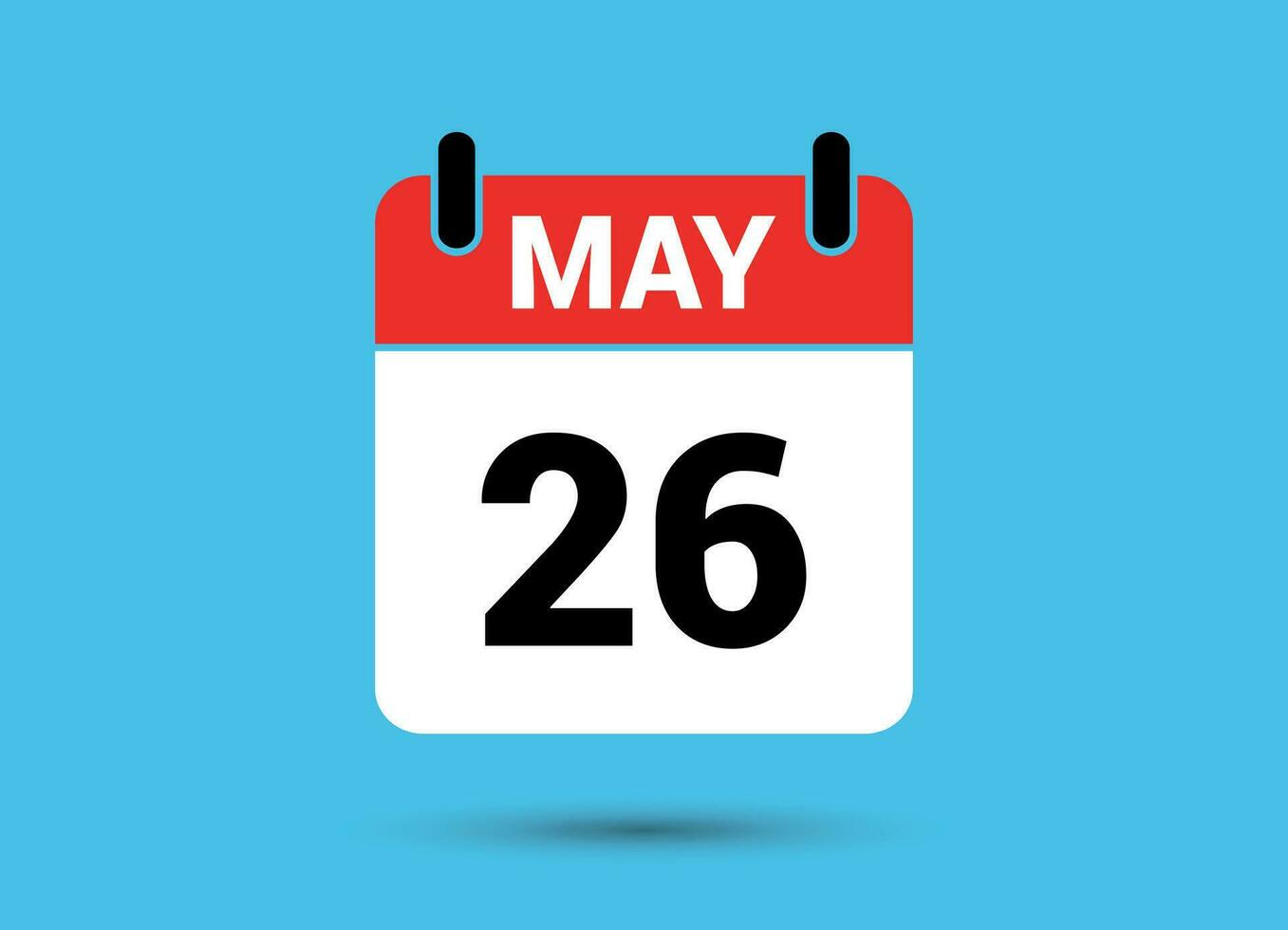 26 Maj kalender datum platt ikon dag 26 vektor illustration