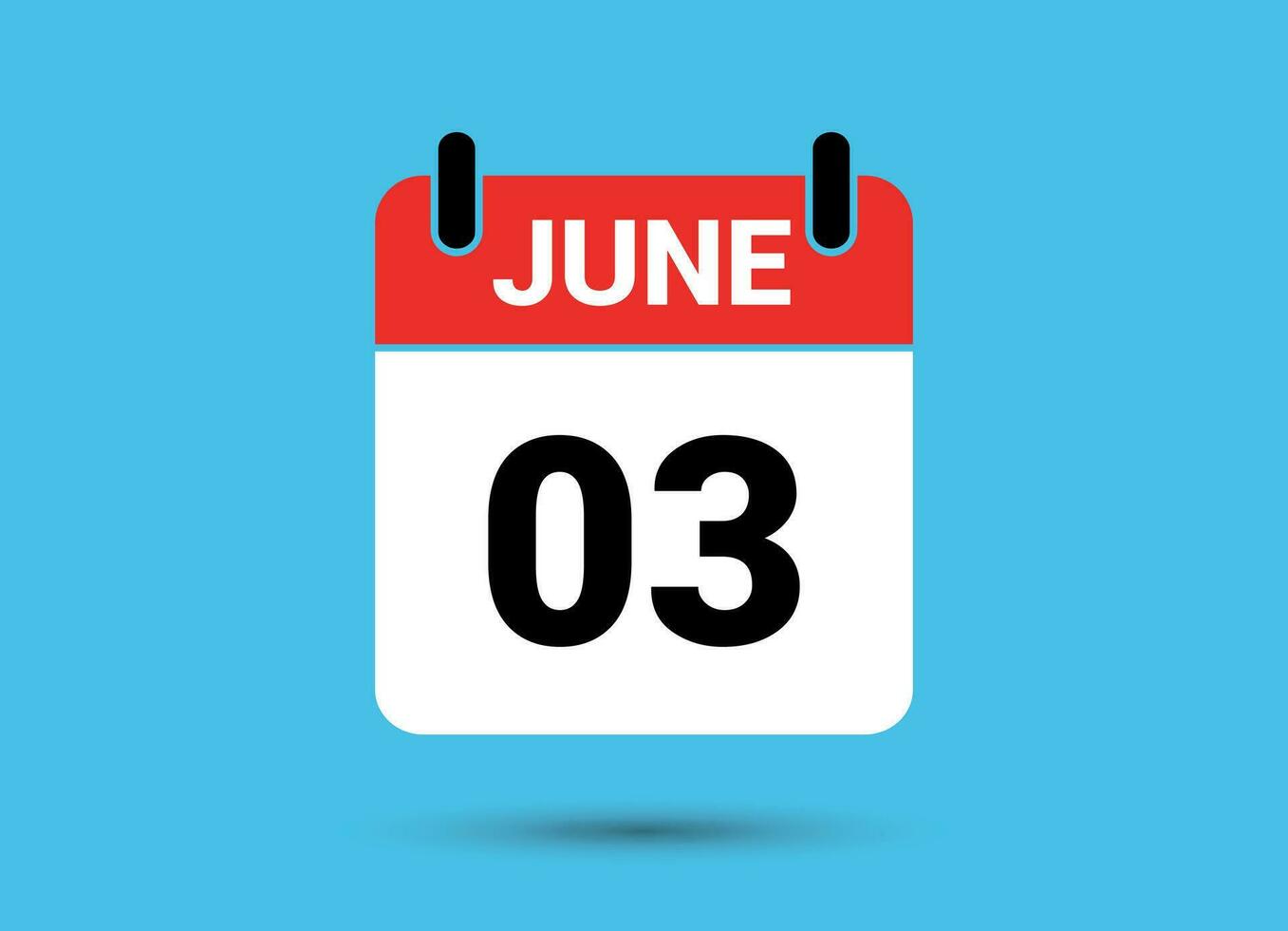 3 juni kalender datum platt ikon dag 3 vektor illustration
