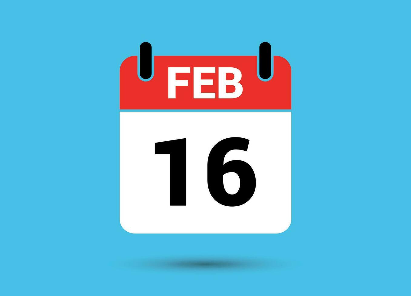 16 februari kalender datum platt ikon dag 16 vektor illustration
