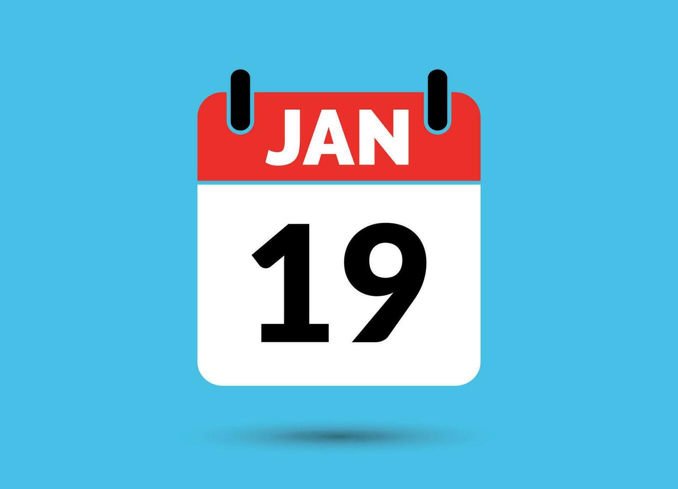 19 januari kalender datum platt ikon dag 19 vektor illustration