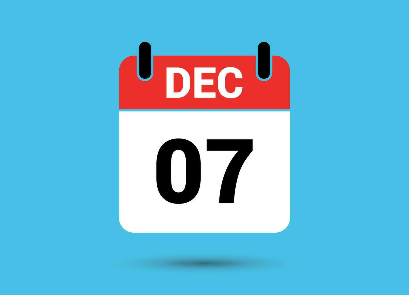 december 7 kalender datum platt ikon dag 7 vektor illustration